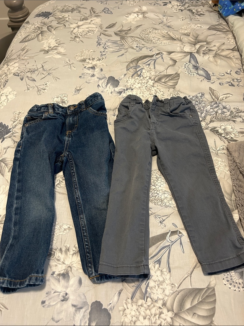 Kids Denim and Gray Pants Set - Blue and Gray- carters and wrangler 24 m & 2T